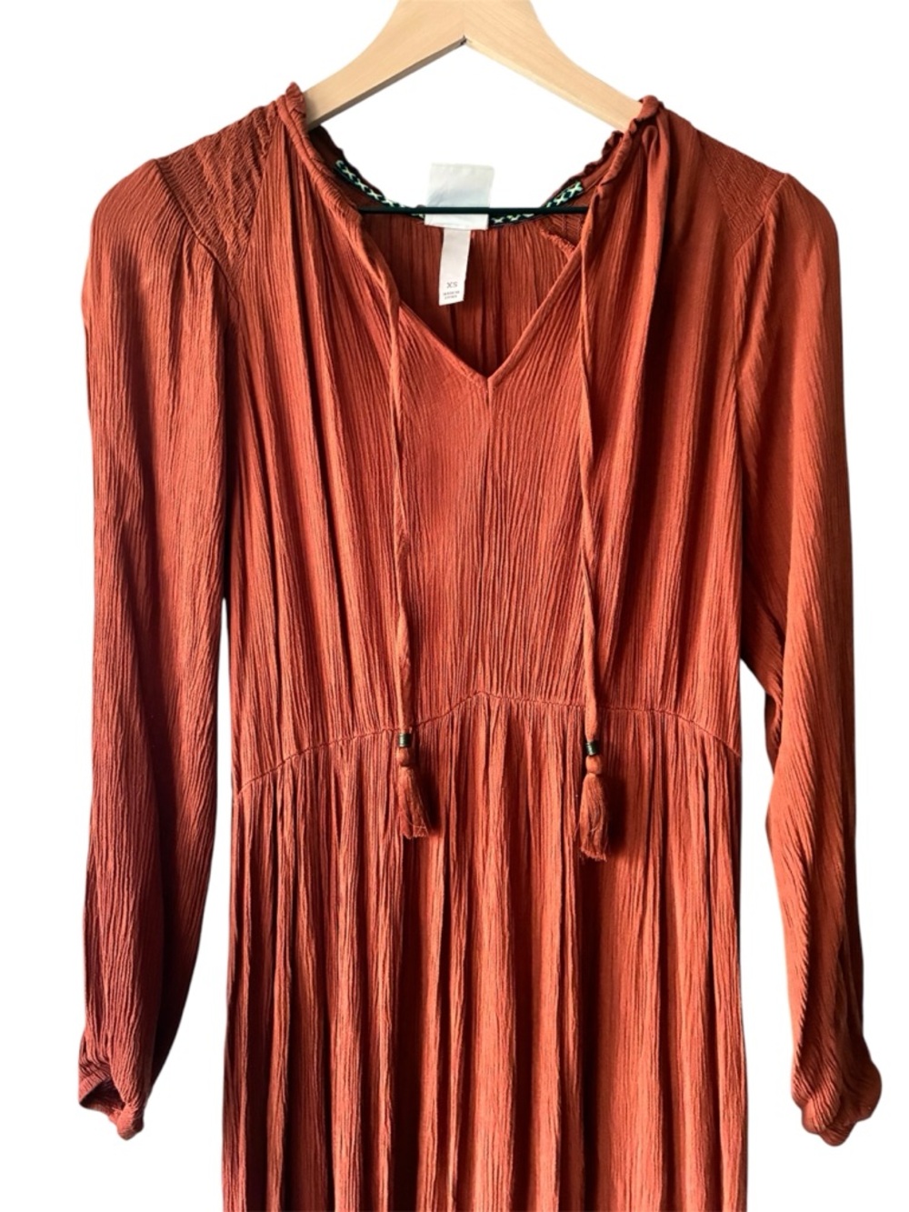 Knox Rose Rust Long-Sleeve Boho Maxi Dress - Picture 3 of 6